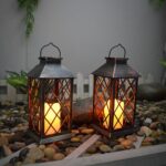 Solar Powered Lamp Retro Lantern Flame Warm White Candle Twinkle Light For Outdoor Waterproof Garden Hanging