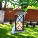 Solar Powered Lamp Retro Lantern Flame Warm White Candle Twinkle Light For Outdoor Waterproof Garden Hanging 3